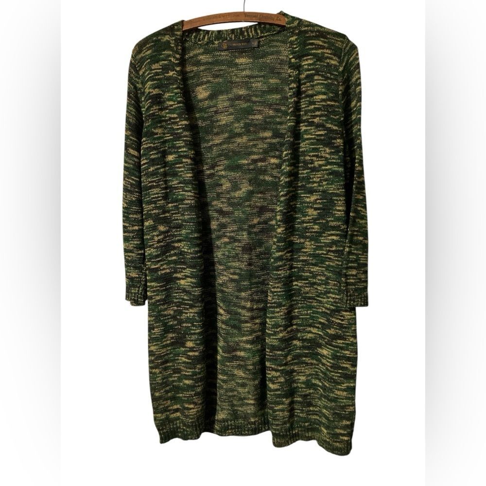 Outback Red Cardigan Size M Green Space Dyed Open Front